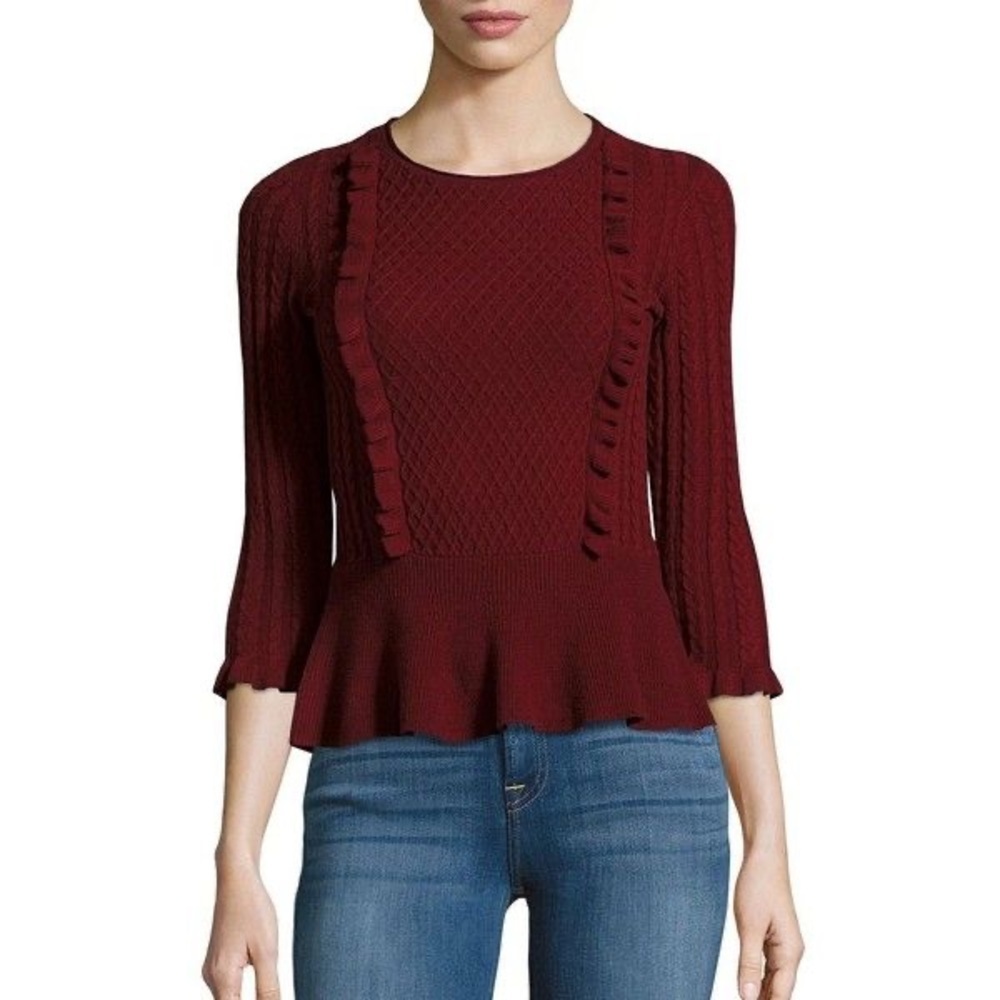 🟢 2/$20 1. State Peplum Burgundy Sweater XS